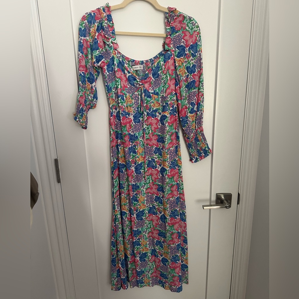 FAITHFULL THE BRAND Floral MIDI Dress with 3/4 Sleeves
